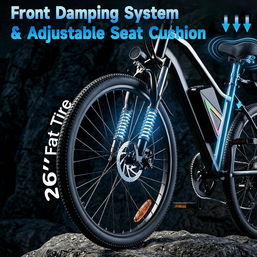 Electric Bike - Electric Bike for Adults, 1500w/1000W/750W Peak Motor, Up to 55 Miles, 20MPH EBike, 26'' Tires Lightweight E Bike for Commuting Mountain Road Sand