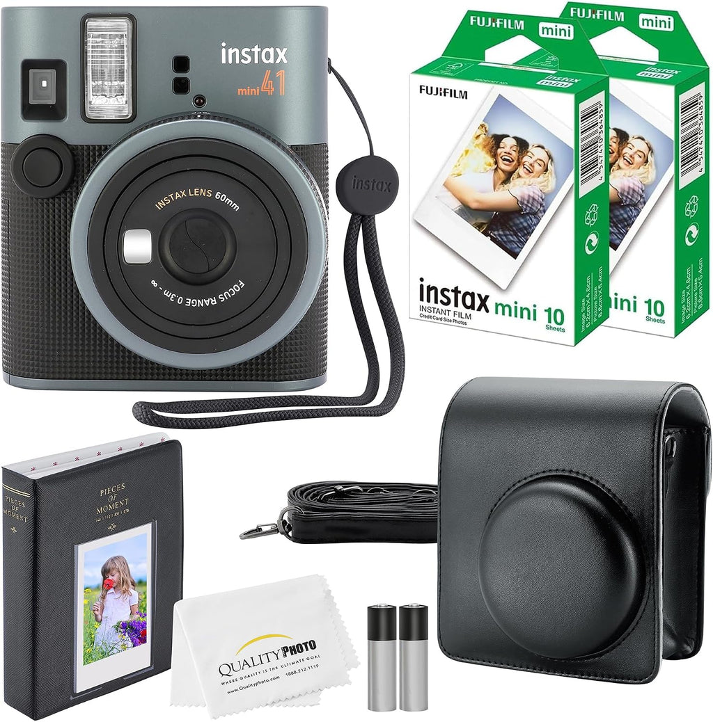 Fujifilm Instax Mini 41 Instant Camera + 20 Prints + Camera Case + Album and Quality Photo Microfiber Cloth