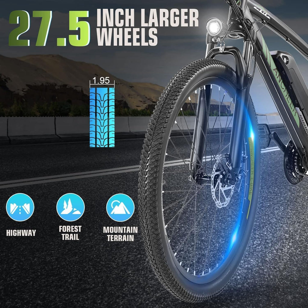 ANCHEER 26/27.5 '' Electric Bike for Adults, Peak 500W/750W Ebike, 3 Hours Fast Charge, 60 Miles Electric Bicycle with 374/499Wh Battery, Electric Mountain Bike with 7/21 Speed