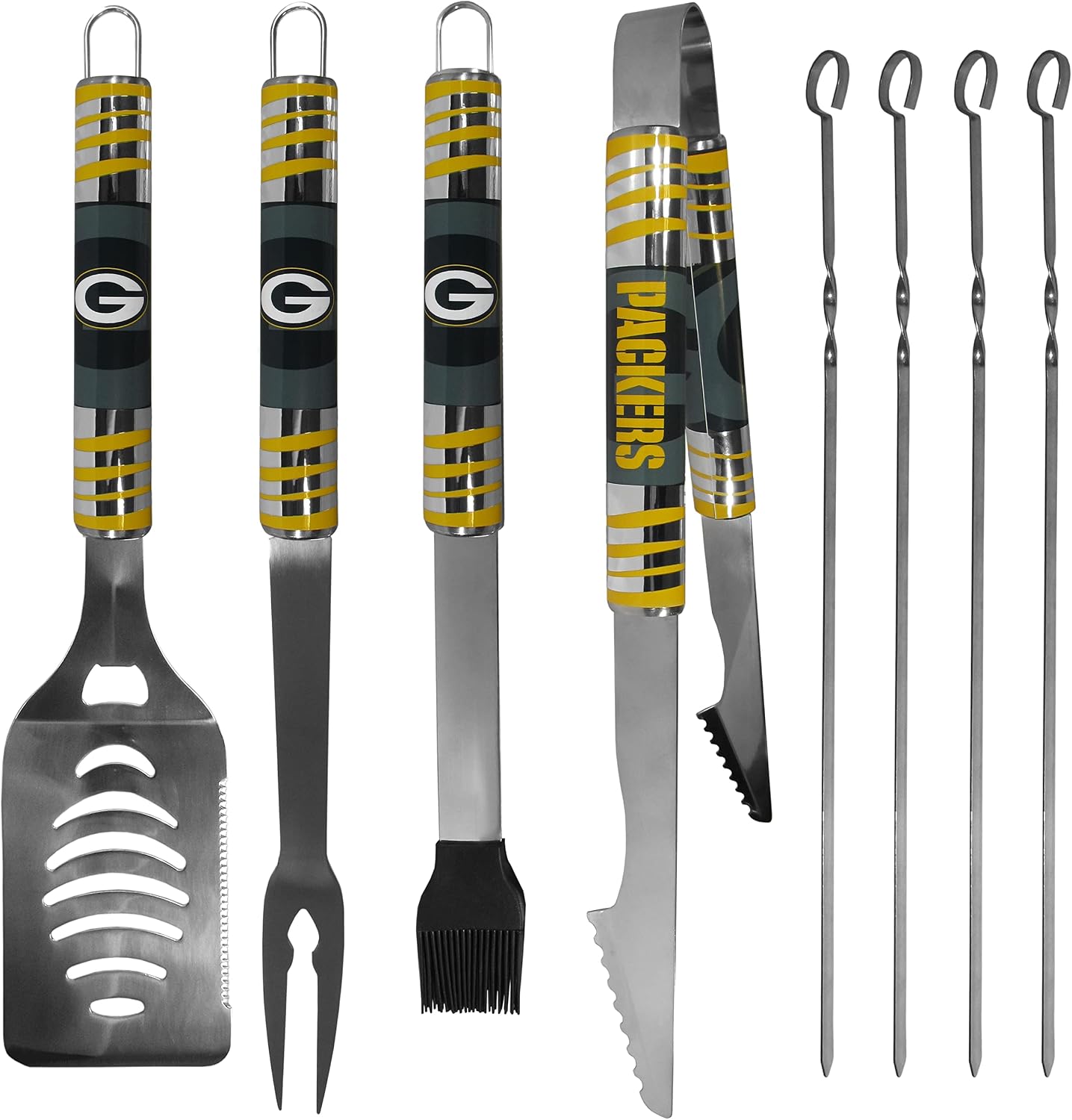 NFL Siskiyou Sports Fan Shop Green Bay Packers Steel Tailgater BBQ Set w/Case 8 piece Gray