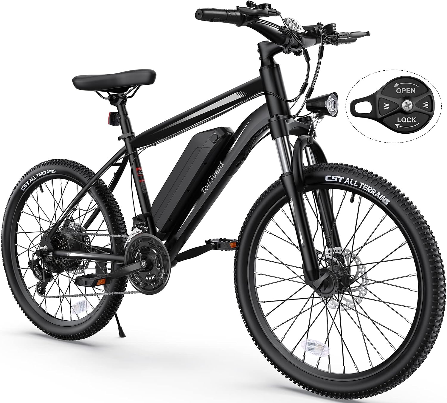 TotGuard Electric Bike for Adults, 26' Ebike with Peak 500W Brushless Motor, Electric Mountain Bike with 374Wh Removable Battery, 50 Miles Electric Bicycle with Suspension Fork, 21 Speed, LCD Display.