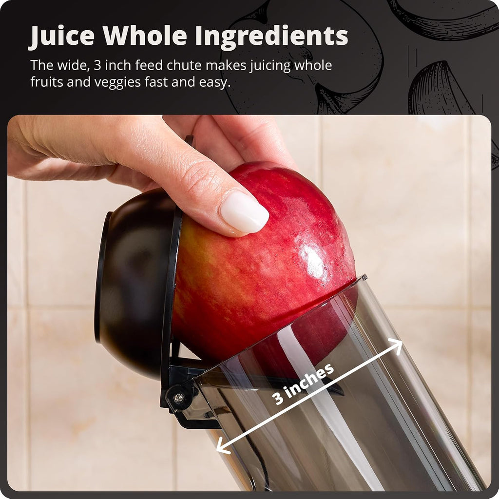 Greater Goods Cold Press Juicer, Powerful Slow Masticating Juice Extractor with Quiet Motor for Fruits and Vegetables, High Juice Yield, Easy to Clean, Onyx Black