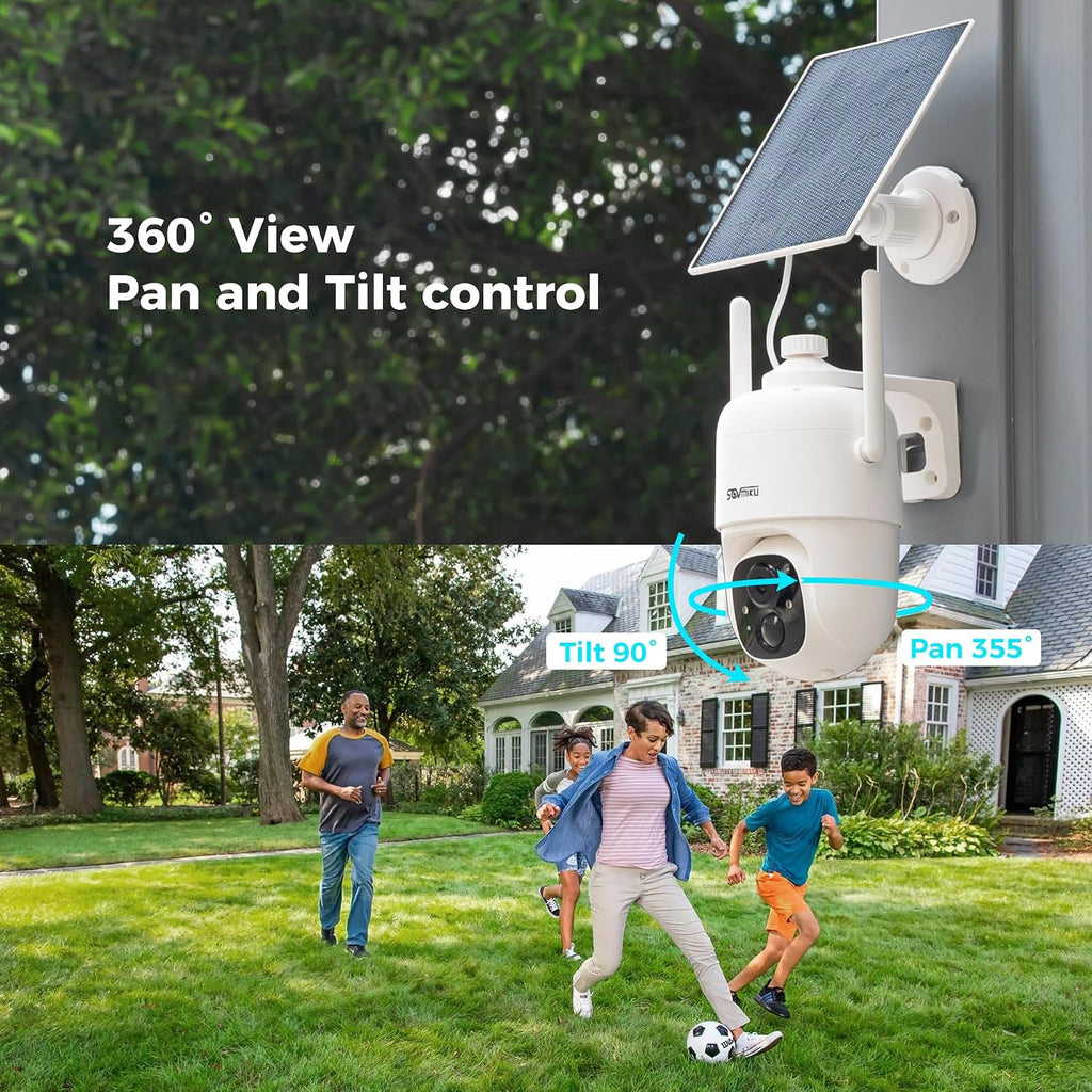 Vicohome 3CQ1 AI 2K Solar Security Camera Wireless Outdoor, Battery Powered,Two Way Audio,Motion Detection, 360° View,Easy to Setup,Color Night Vision,Audible Flashlight Siren,180 Days Exchange Policy