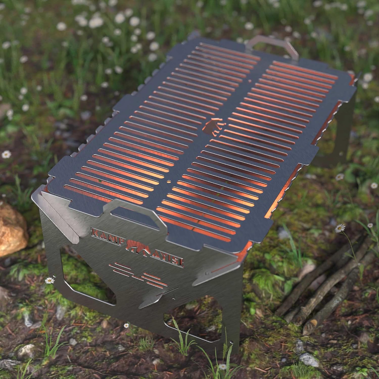 BBQ Grill Set | BBQ Grill with Stainless Steel Portable Instant Foldable Fire Set with Carrying Bag for Outdoor, Camping, Camp, Campfire (Easy Grill)