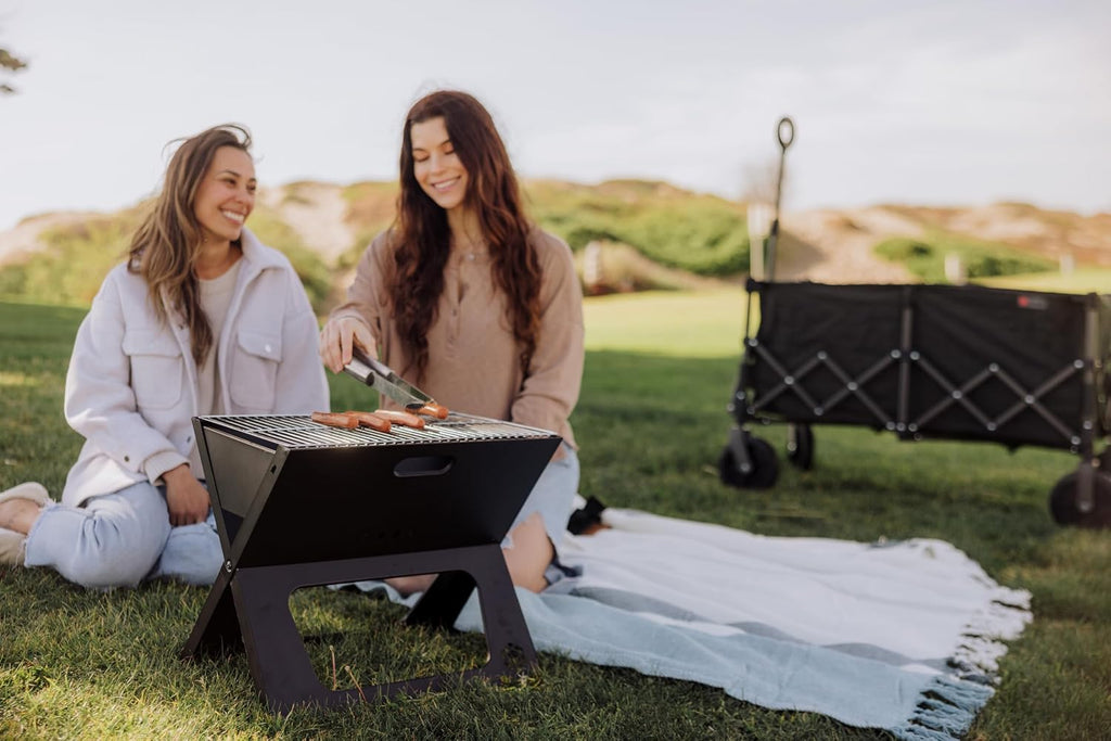 PICNIC TIME X-Grill 2.0 Portable Grill, Camping Charcoal BBQ for Tailgating, (Black)