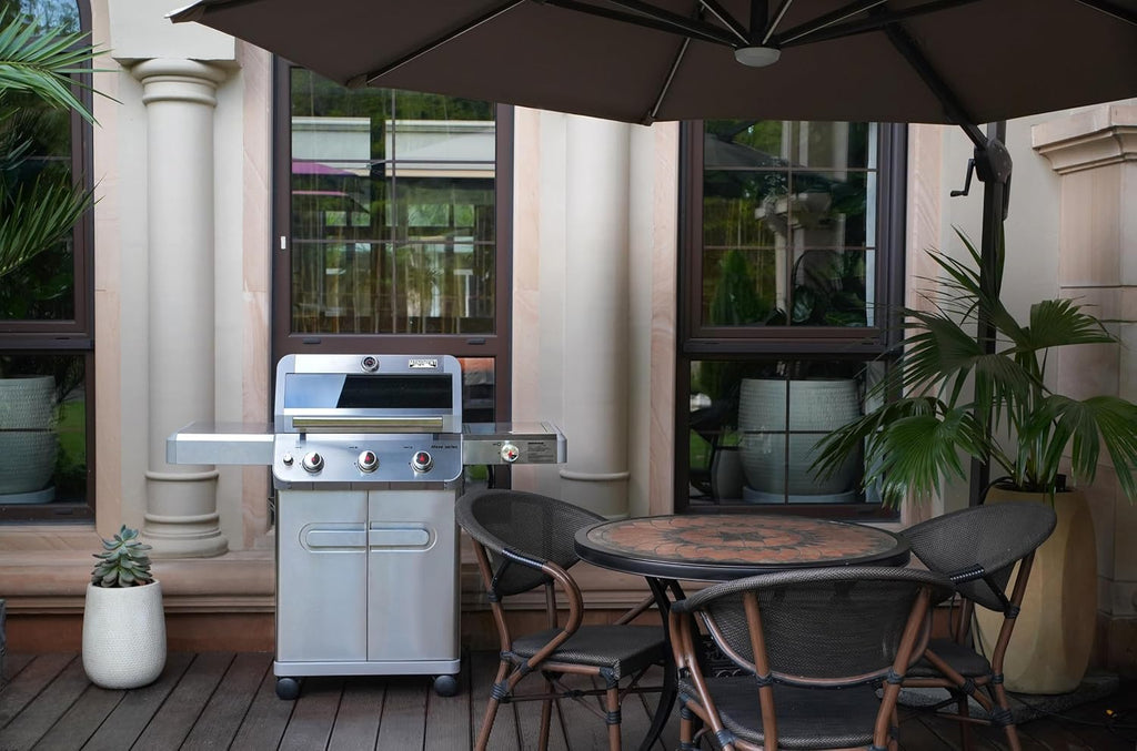 Monument Grills Mesa Series, 3+1 Outdoor Barbecue Stainless Steel Propane Gas Grill, 3 Burners & 1 Side Burner 48,000 BTU Patio Garden Grill with Knob Controls, Mesa305