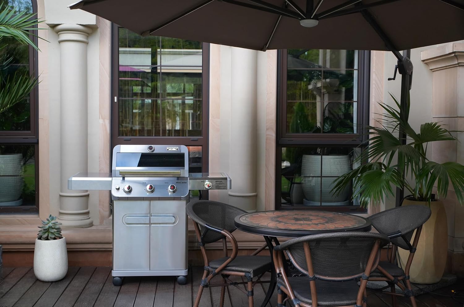 Monument Grills Mesa Series, 3+1 Outdoor Barbecue Stainless Steel Propane Gas Grill, 3 Burners & 1 Side Burner 48,000 BTU Patio Garden Grill with Knob Controls, Mesa305