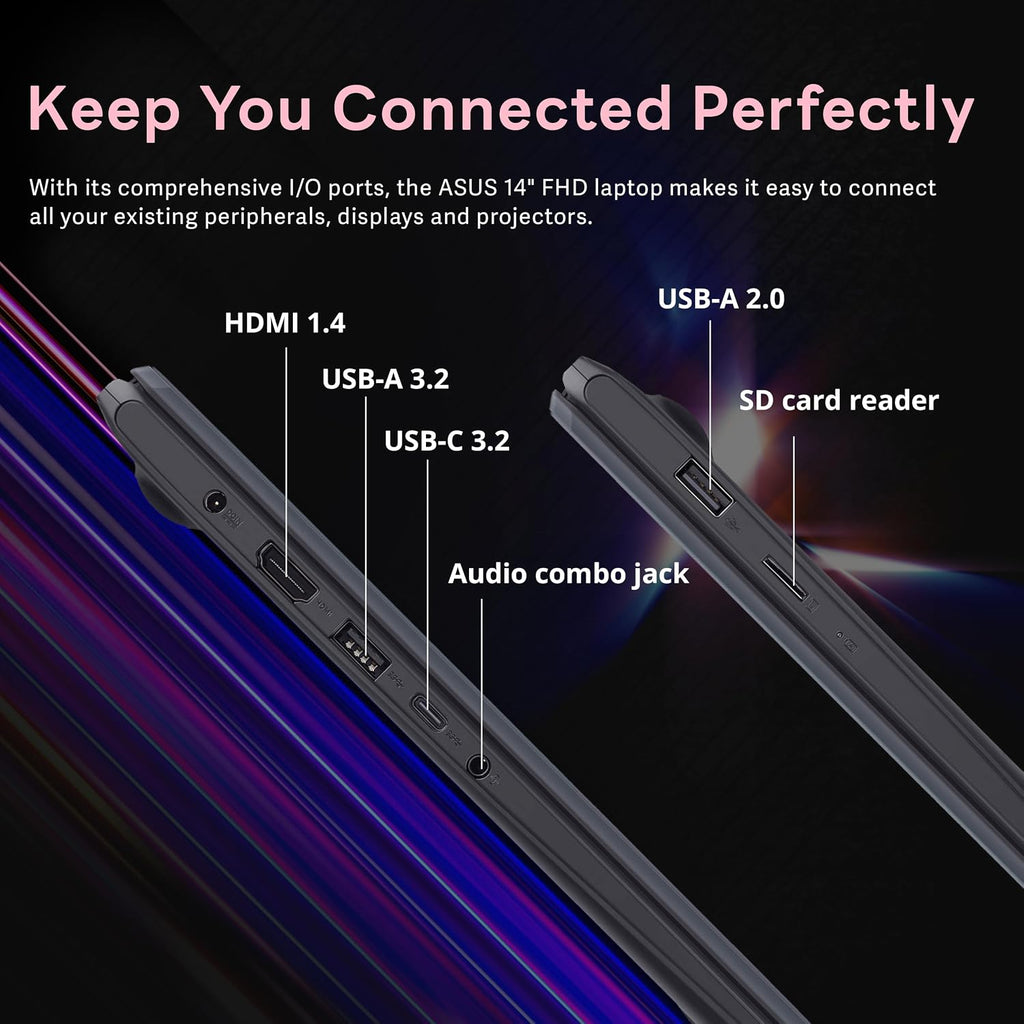 ASUS 14' FHD Laptop, Intel Pentium N6000 Processor, 4GB RAM, 224GB Storage(64GB eMMC+160GB Docking Station Set), Intel UHD Graphics, Webcam, Bluetooth, Win 11, Star Black