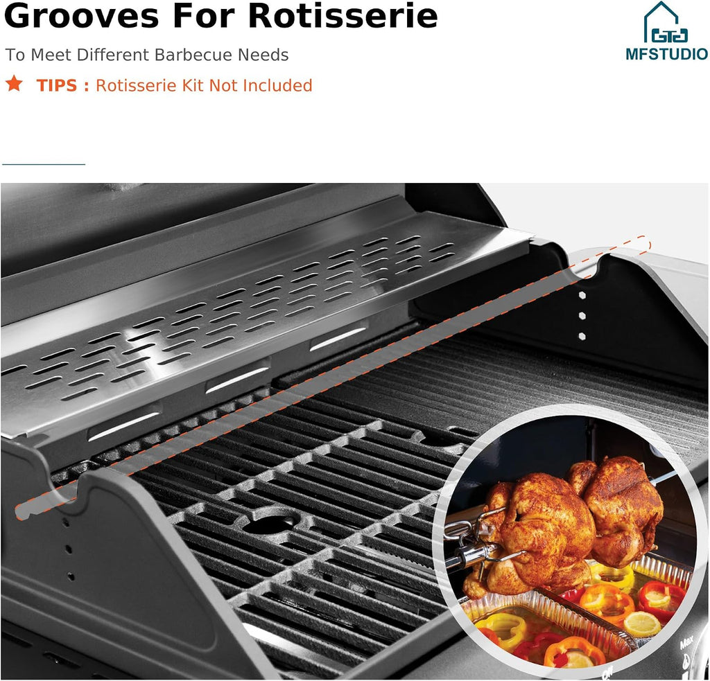 MFSTUDIO 4 Burners Propane Gas Grill and Griddle Combo with Side Burner, 2 in 1 Griddle Grill and Porcelain-Enameled Cast Iron Grates, 46,700 BTU Outdoor Cooking Barbecue Grill, Black