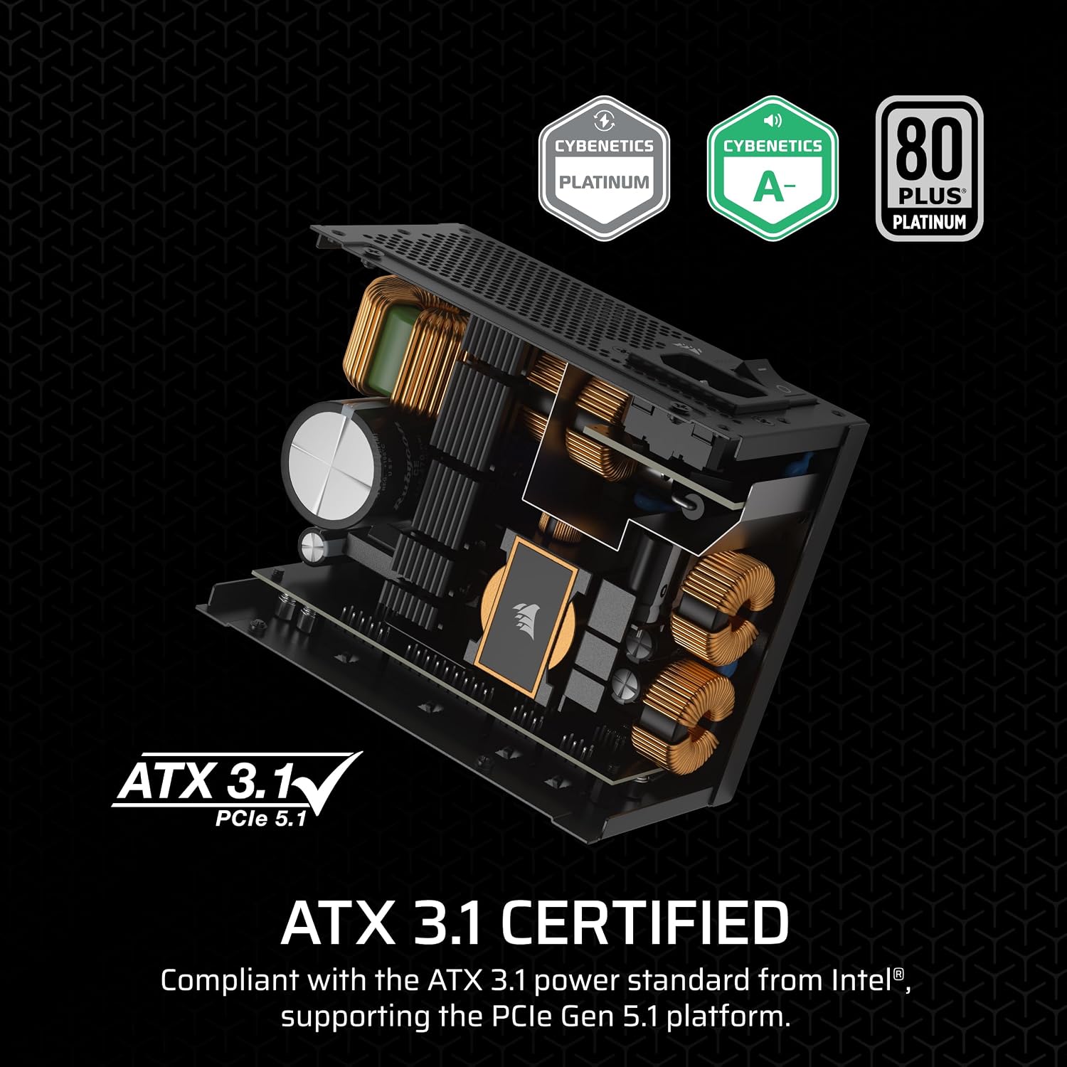 CORSAIR SF850 (2024) Fully Modular SFX Low Noise 80 Plus Platinum Power Supply â€' ATX 3.1 Compliant â€' PCIe 5.1 Ready â€' Small Form Factor â€' Bracket Included â€' Black