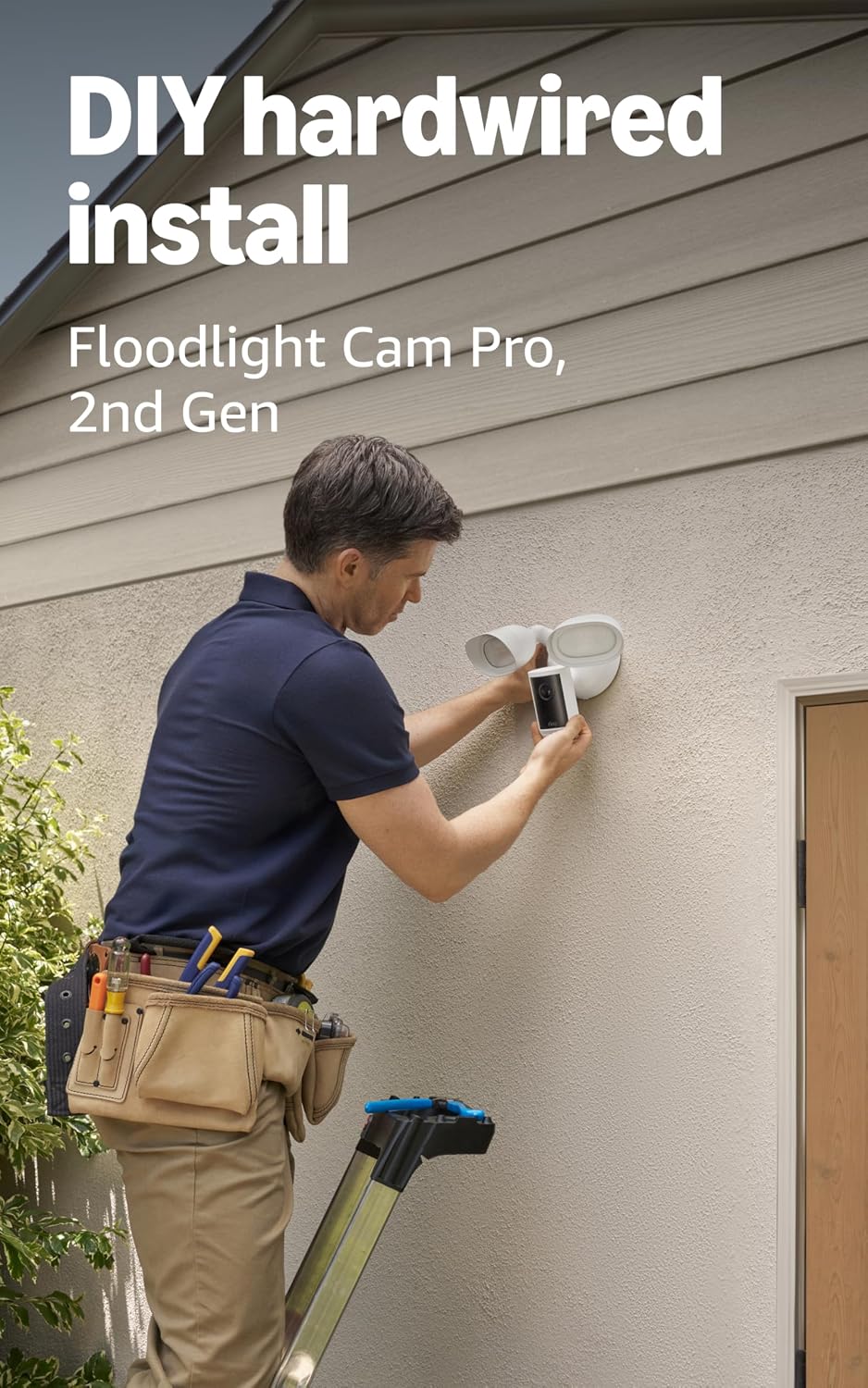 Ring Spotlight Cam Pro, Plug-In (Newest Model), White with Floodlight Cam Pro (Newest Model), White