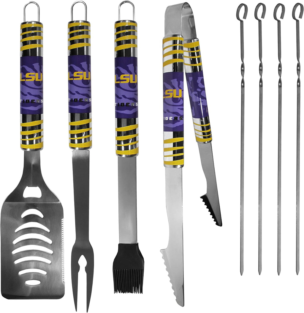 NCAA Siskiyou Sports Fan Shop LSU Tigers Steel Tailgater BBQ Set w/Case 8 piece Gray