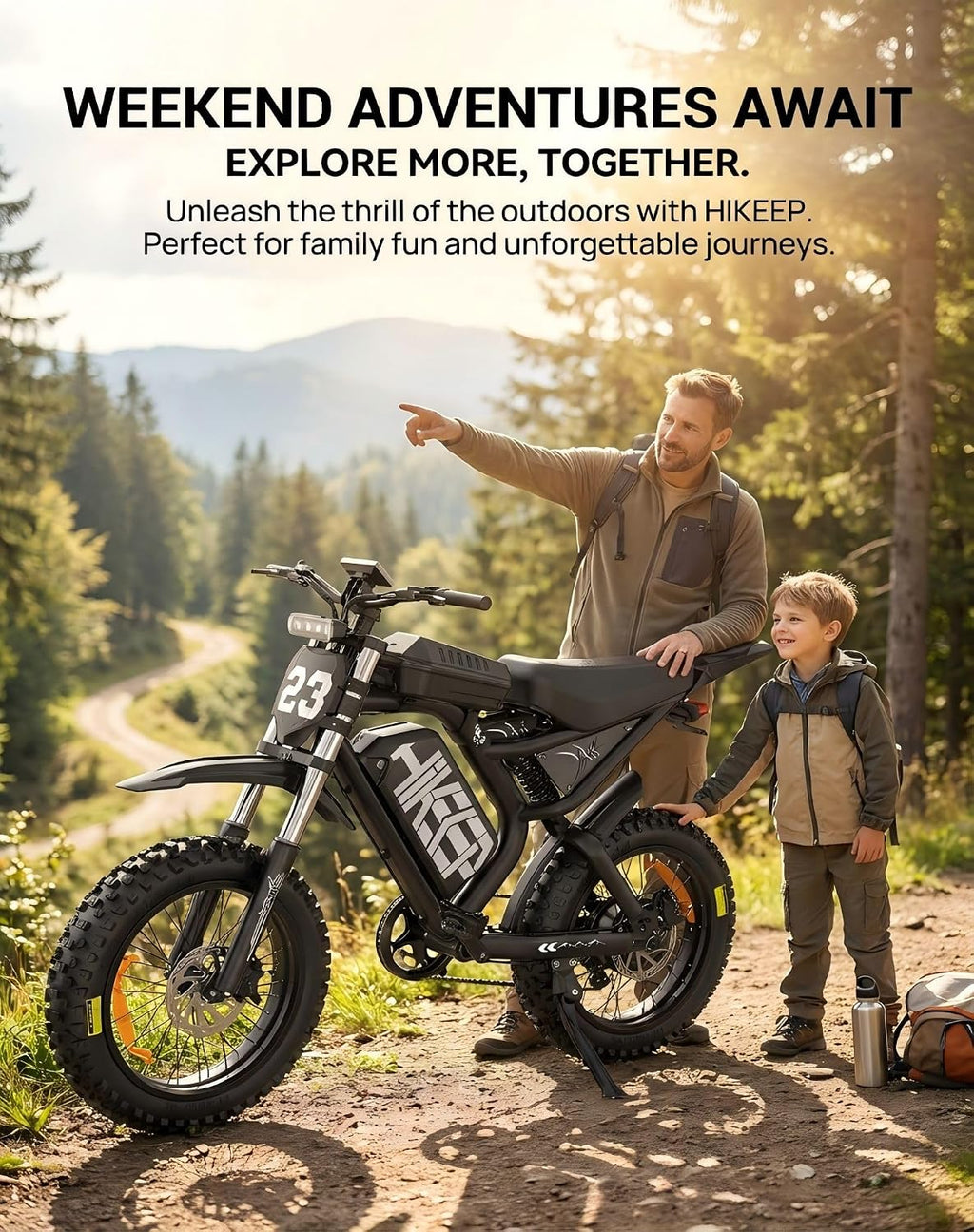 HiKeep Electric Dirt Bike for Adults - Peak 1500W/3000W Electric Bikes, 28-35MPH, 48V/52V 15.6Ah/25Ah/40Ah, 70-120 Mile(PAS Mode), 16/20 Inch All-Terrain Fat Tire Electric Motorcycle
