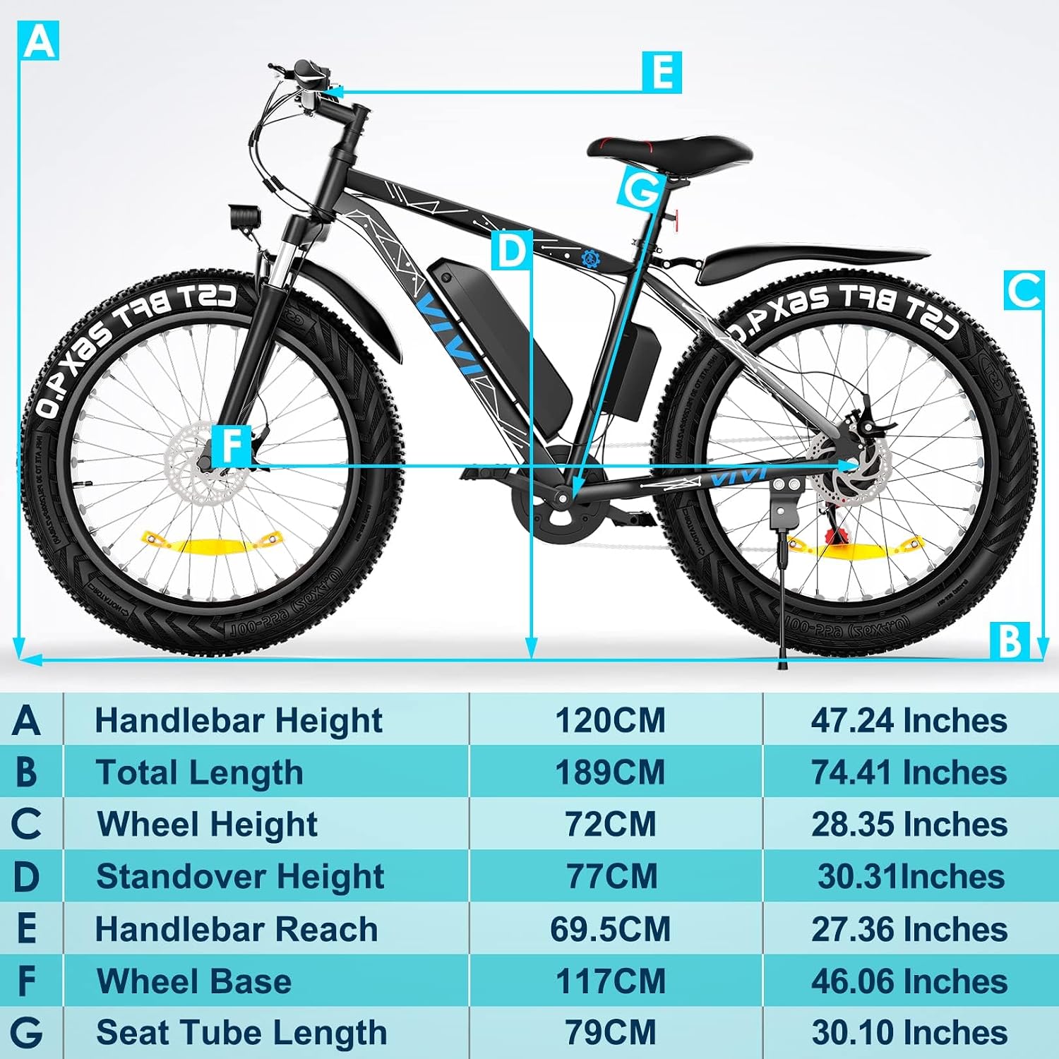 Vivi Electric Bike 26' x 4.0 Fat Tire Ebikes for Adults, Peak 750W Electric Mountain Bike, 20MPH Electric Bicycle with 48V 13AH Removable Lithium-Ion Battery, Up to 60 Miles, SGS Certified to UL2849