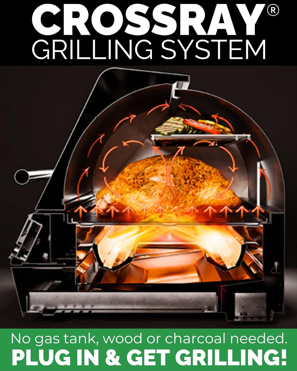 Turbo E XL Electric Grill, 1700W Infrared, Warming Rack and Probe, Apartment Friendly