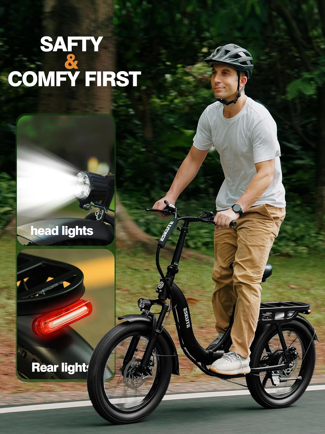 1200W Peak Folding Electric Bike for Adults, 28MPH 48V 10.4Ah Removable Battery, 55-Mile Range, 20'x3' Fat Tire, Step-Thru Ebike with Basket 7-Speed – Commuter E-Bike