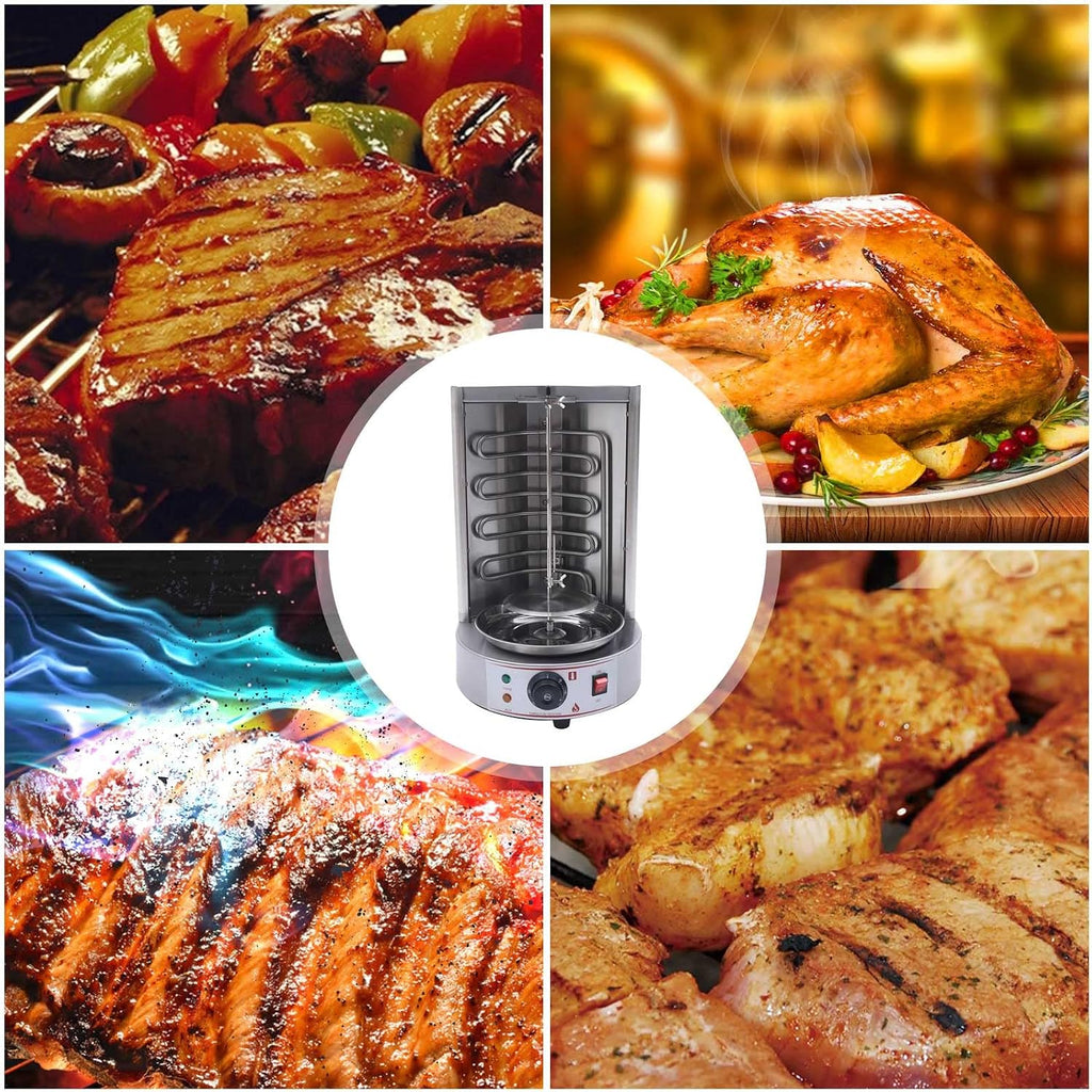 Electric Shawarma Machine, Commercial Vertical Rotisserie Rotating Barbecue Oven Shawarma Grill Machine, 110V Electric Automatic Stainless SteelRotating Machine With Temperature Adjustable 50-300℃