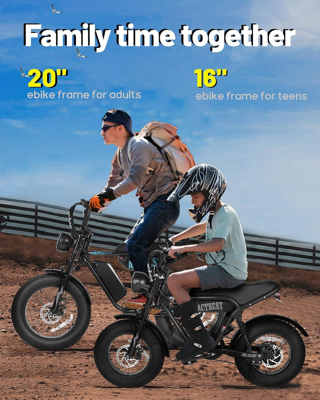 ACTBEST 16'/20'/26' Fat Tire Electric Bike for Adults/Teens, 1200W/1500W Peak Motor, 25MPH/28MPH & 55-75 Miles Long Range, Full Suspension All-Terrain eBike for Mountain,Snow,Sand