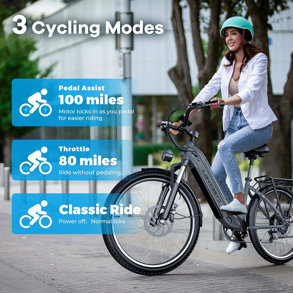 Cybervelo 750W Peak Electric Bike for Adults,up 80 Miles Removable Battery Ebike, 26' Electric E Bike with 7-Speed,Adult Electric Bicycles for Commute Beach Snow Womens/Man All Terrain