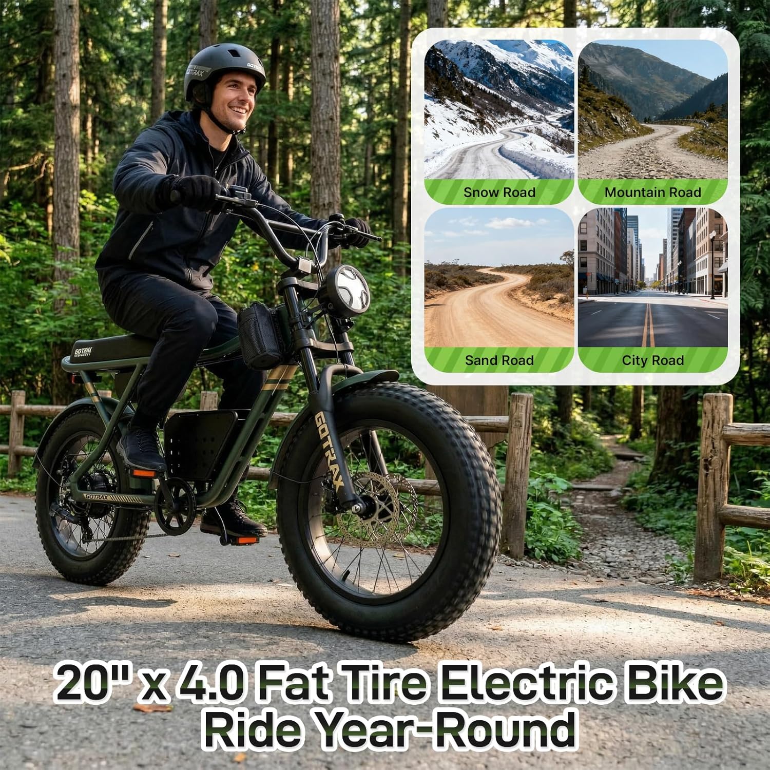 Gotrax R7 Electric Bike for Adults, 750W Motor, 25mph, Max 45-Mile Range, 20' Fat Tire, UL Certified, 48V Removable Battery, Oversized Padded Seat, Basket&Frame Bag, Easy Assembly for City&All-Terrain