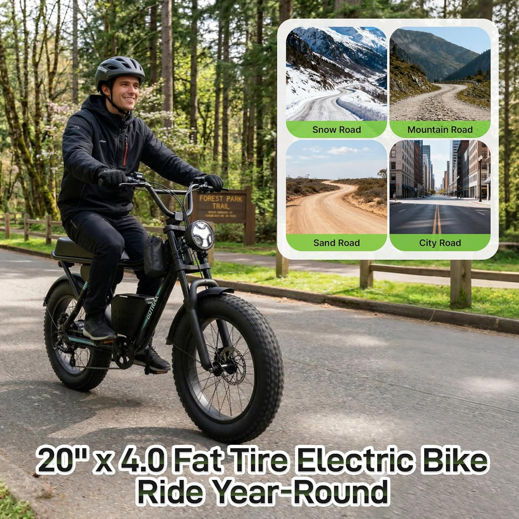 Gotrax R7 Electric Bike for Adults, 750W Motor, 25mph, Max 45-Mile Range, 20' Fat Tire, UL Certified, 48V Removable Battery, Oversized Padded Seat, Basket&Frame Bag, Easy Assembly for City&All-Terrain