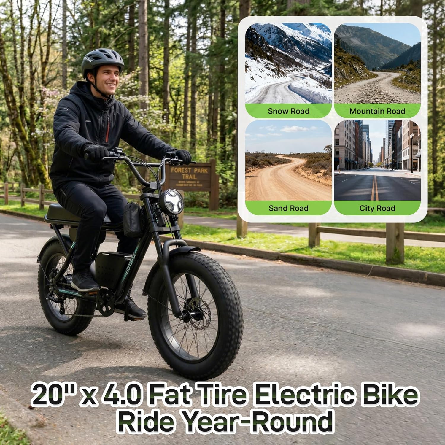 Gotrax R7 Electric Bike for Adults, 750W Motor, 25mph, Max 45-Mile Range, 20' Fat Tire, UL Certified, 48V Removable Battery, Oversized Padded Seat, Basket&Frame Bag, Easy Assembly for City&All-Terrain