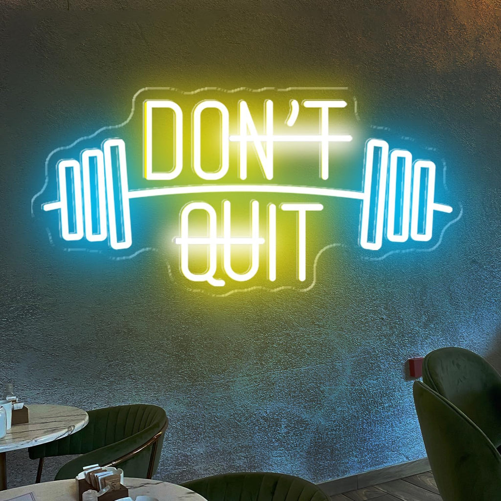 DON'T QUIT Neon Sign, Dimmable Neon Signs for Wall Decor, Led Neon Light Sign Gym Decorations, Room Decor for Bedroom, Neon Signs for Man Cave, Office, Birthday Gift for Boyfriend, 22.5x10.8'