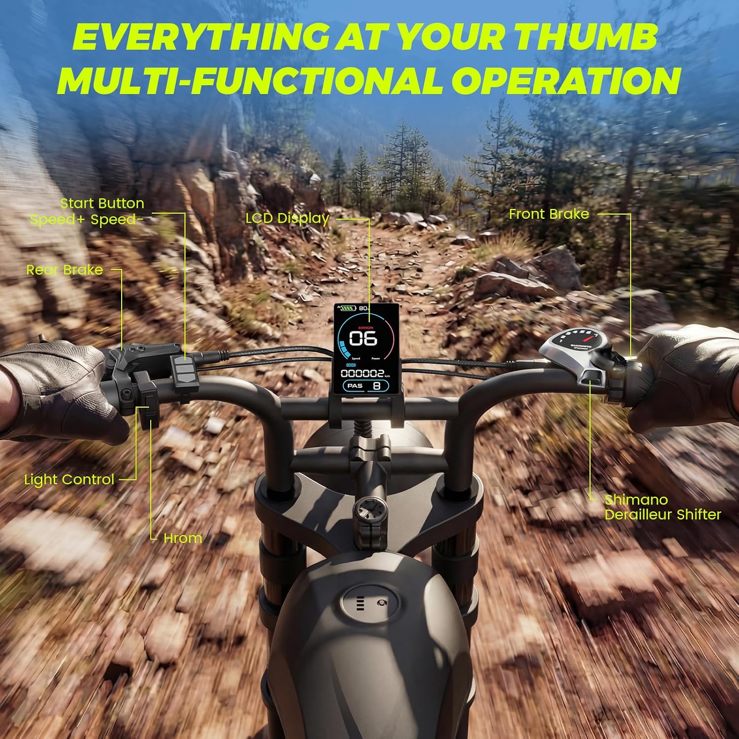 Electric Bike for Adults, 1000W/1500W/3000W Dirt Bike, 30/34/37MPH, 48V 15 Ah/20Ah/35Ah e Bike, 40/47/100 Miles Electric Motorcycle, 20' Fat Tire Off-Road Bike, All Terrain Electric Bike