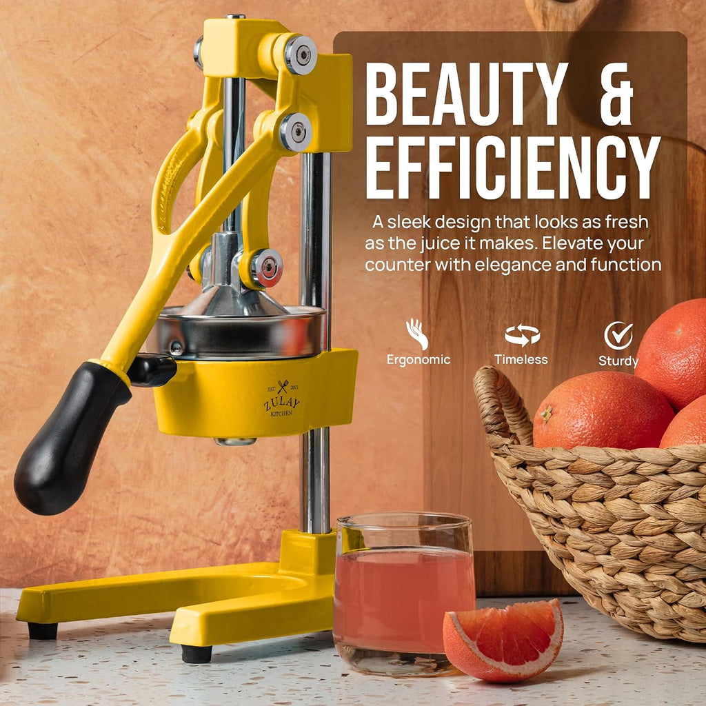 Zulay Kitchen Cast Iron Juicer - Heavy Duty Manual Juicer with Detachable Strainers for Easy Cleaning, Orange Juice Press for Citrus Fruits, Perfect for Bartenders, Juice Lovers & Health Enthusiasts