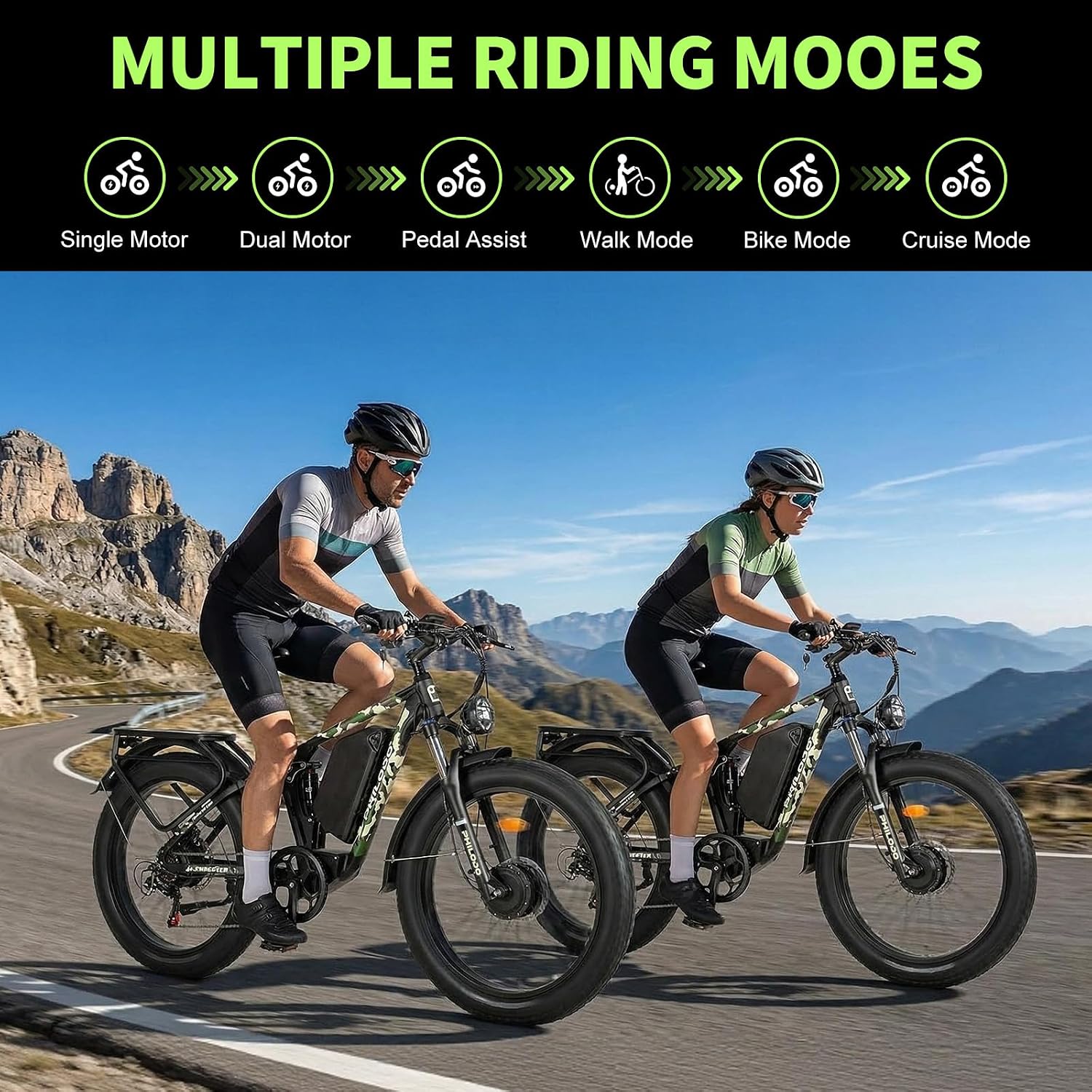 5000w Dual Motor E-Bike 60V Electric Bike for Adults,45 MiIe P-Hour Full Suspension Hydraulic Disc Brakes EBike,26/24x4 Fat Tires Mountain Bikes for All Terrain Snow/Sand