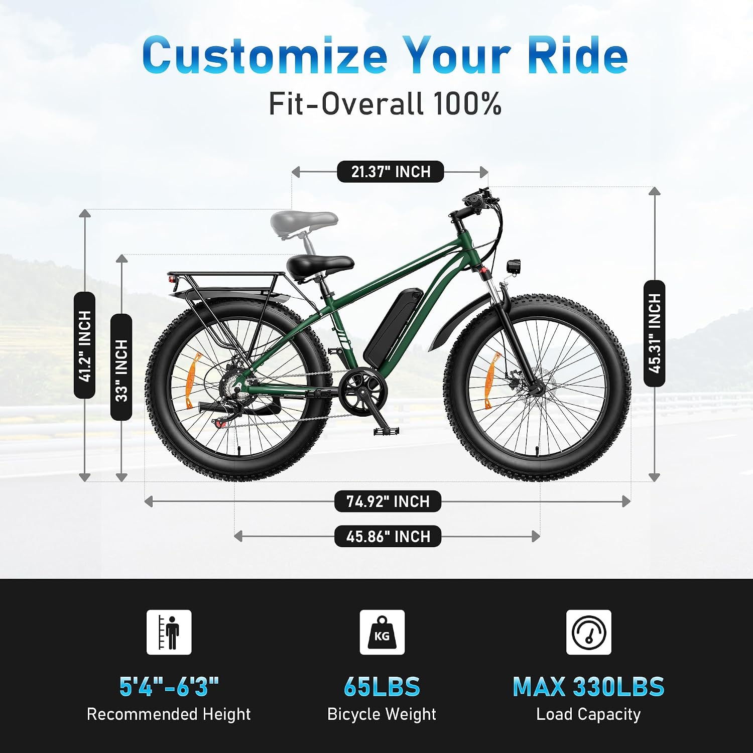AMYET EB26 Electric Bike for Adults Peak 1500W Electric Bicycle 48V 15AH (720WH) Battery Electric Bike 26' Fat Tire Mountain 28mph 7 Speed Gears Ebike with UL 2849 Certified