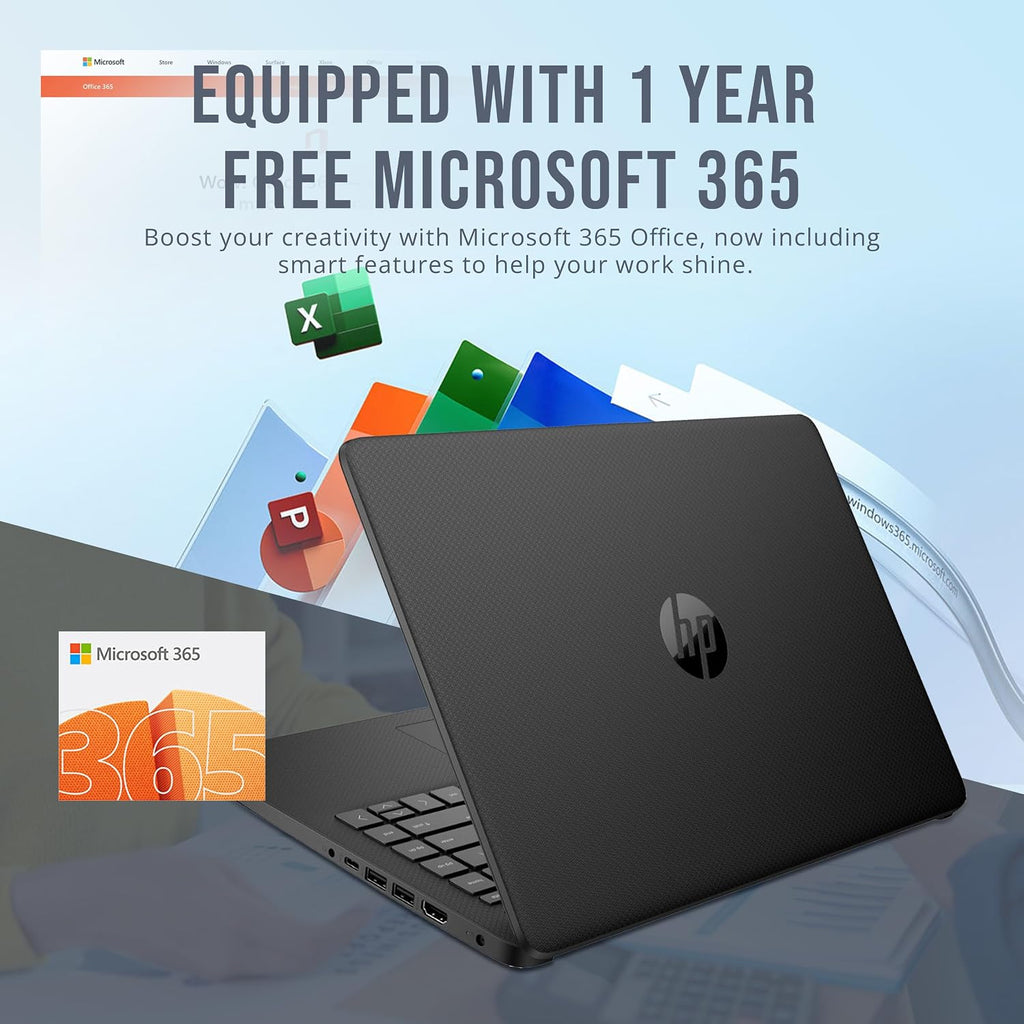 HP Stream 14' HD BrightView Laptop, Intel Celeron N4120, 32GB RAM, 288GB Storage (128GB eMMC + 160GB SSD Docking Station Set), Intel UHD Graphics, HD Webcam, Wi-Fi, 1 Year Office 365, Win 11 S, Black