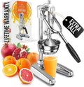Zulay Kitchen Professional Citrus Juicer - Chrome Finish Manual Citrus Press and Orange Squeezer - Metal Lemon Squeezer - Extra Tall Heavy Duty Manual Orange Juicer and Lime Squeezer Press Stand