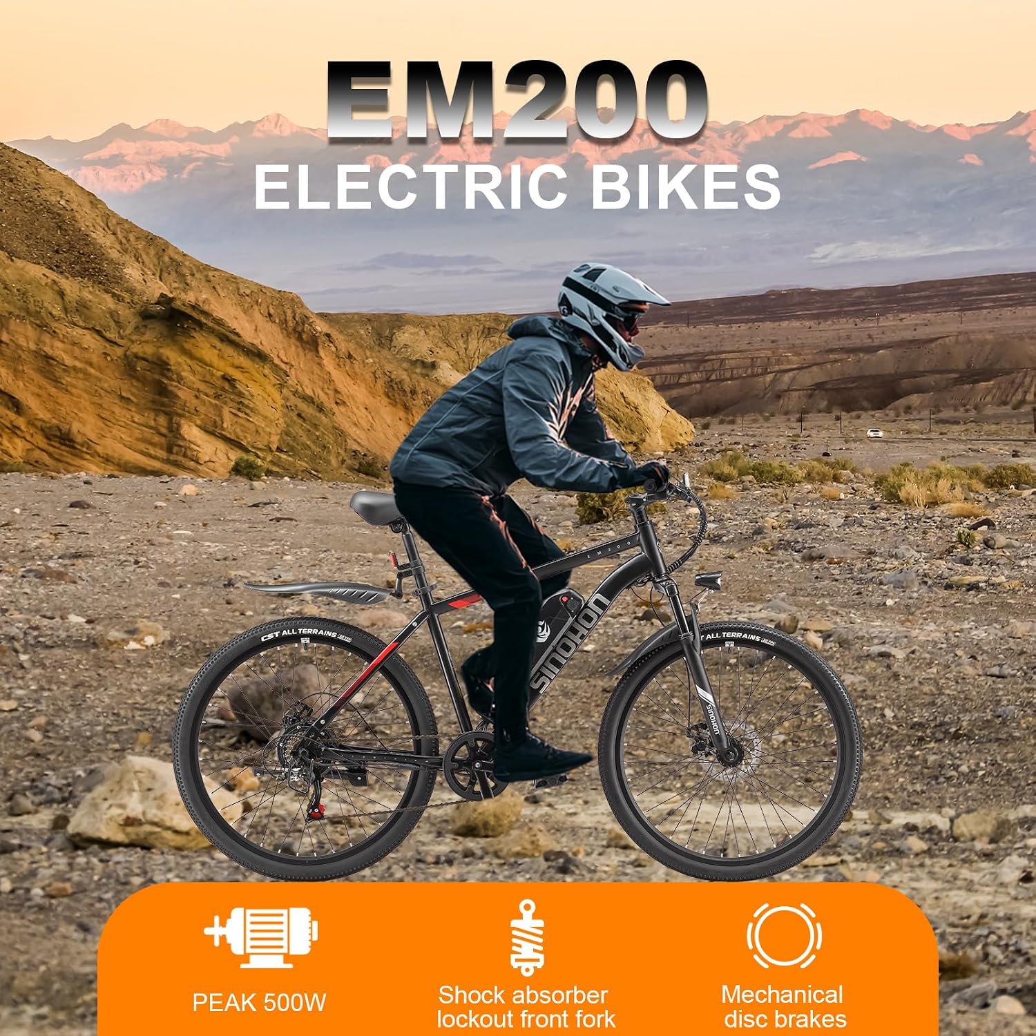 26' Electric Bike for Adults, E-Bike Commuter–500W Brushless Motor,375/749WH, 7-Speed, Front Suspension Fork, 20/28MPH Top Speed, 40+ Miles Long Range