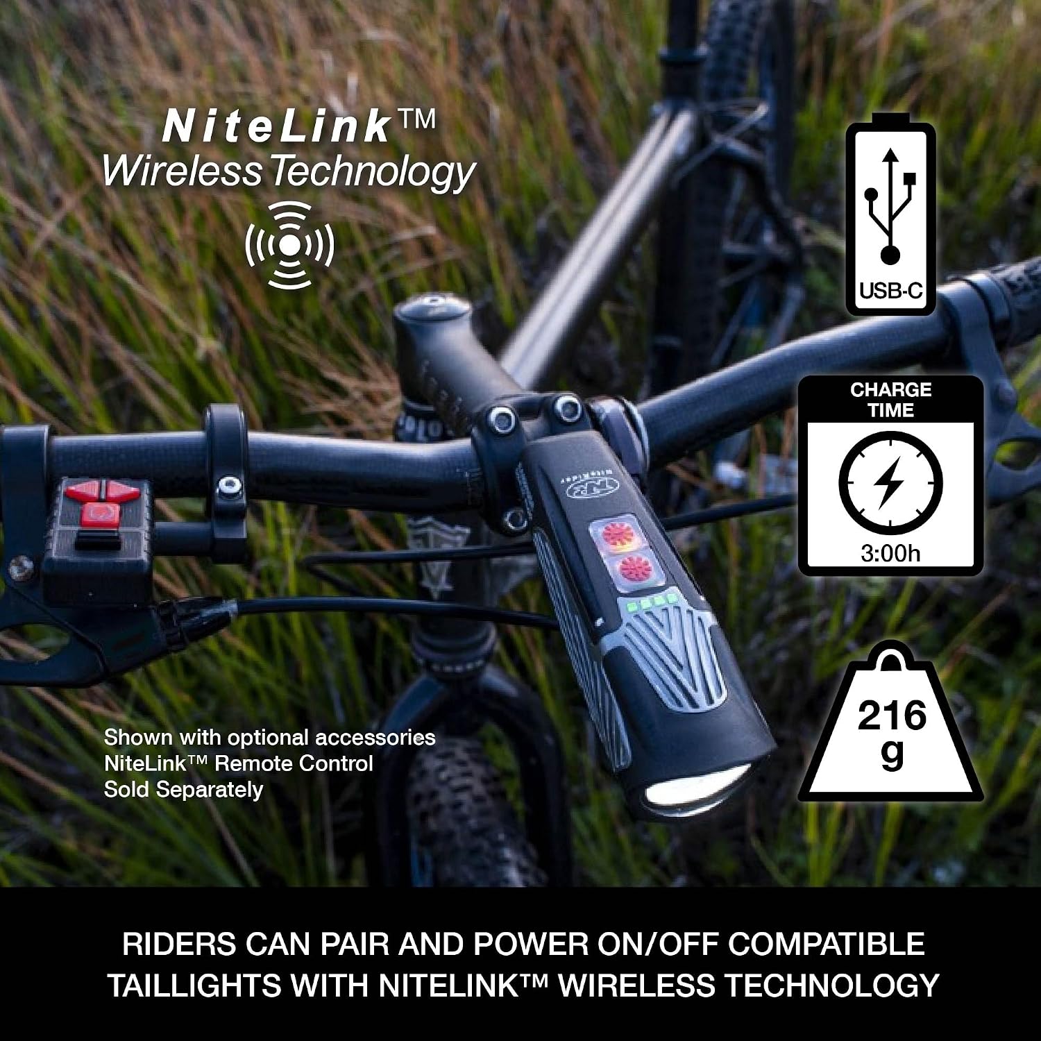 NiteRider Lumina Max 1500/2000/2500 Bike Light | USB-C Rechargeable LED Headlight with Wireless Control, 8 Lighting Modes, 8-Step Fuel Gauge, IP64 Waterproof | Road Cycling, MTB, e-Bike
