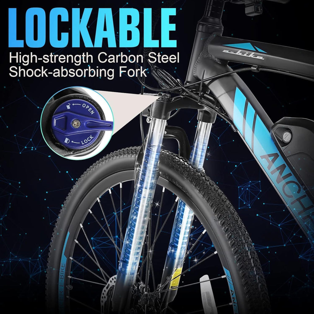 ANCHEER 26/27.5 '' Electric Bike for Adults, Peak 500W/750W Ebike, 3 Hours Fast Charge, 60 Miles Electric Bicycle with 374/499Wh Battery, Electric Mountain Bike with 7/21 Speed