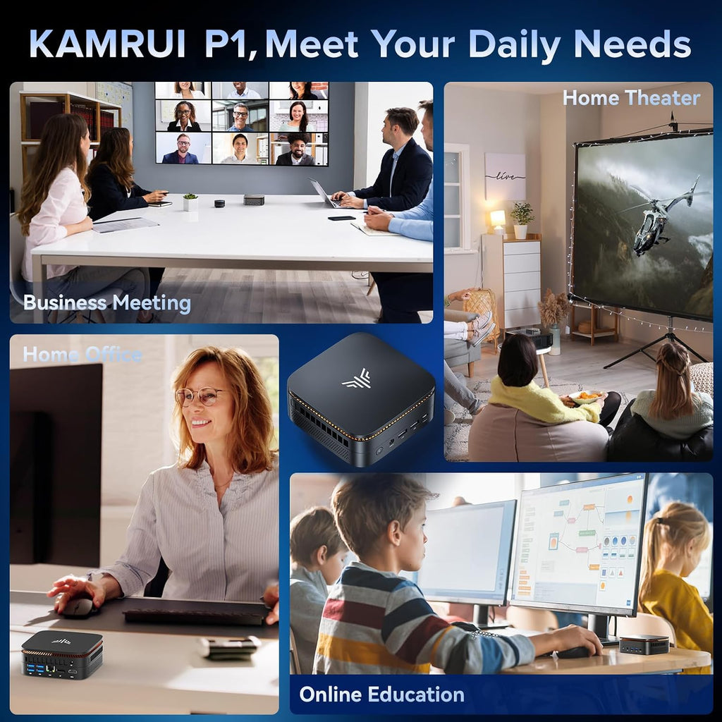 KAMRUI Pinova P1 Mini PC, W-11 Pro AMD Ryzen 4300U(Beat 3500U/N150/N95/10110U up to 3.7GHz), 16GB RAM 256GB SSD Mini Desktop Computer Support 4K HDMI+DP+Type-C, with Dual WiFi, Business Home Office