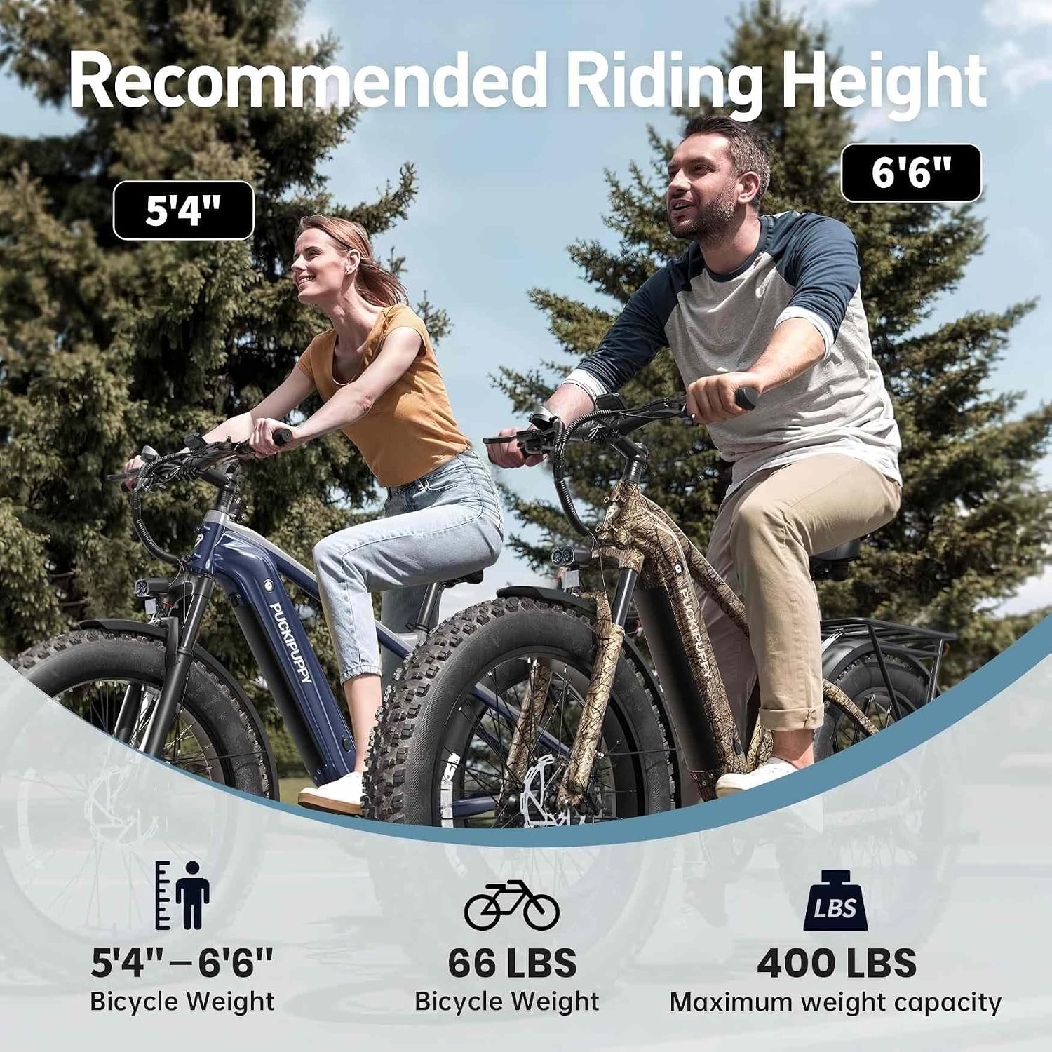 PUCKIPUPPY Electric Bike for Adults with 960W(Peak), 26' Fat Tire Electric Mountain Bike, 48V 15AH Removable Battery Ebike, 28MPH Aluminum Frame E Bike with Rear Storage Shelf