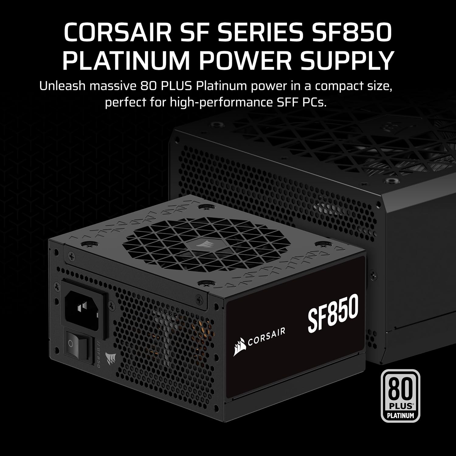CORSAIR SF850 (2024) Fully Modular SFX Low Noise 80 Plus Platinum Power Supply â€' ATX 3.1 Compliant â€' PCIe 5.1 Ready â€' Small Form Factor â€' Bracket Included â€' Black