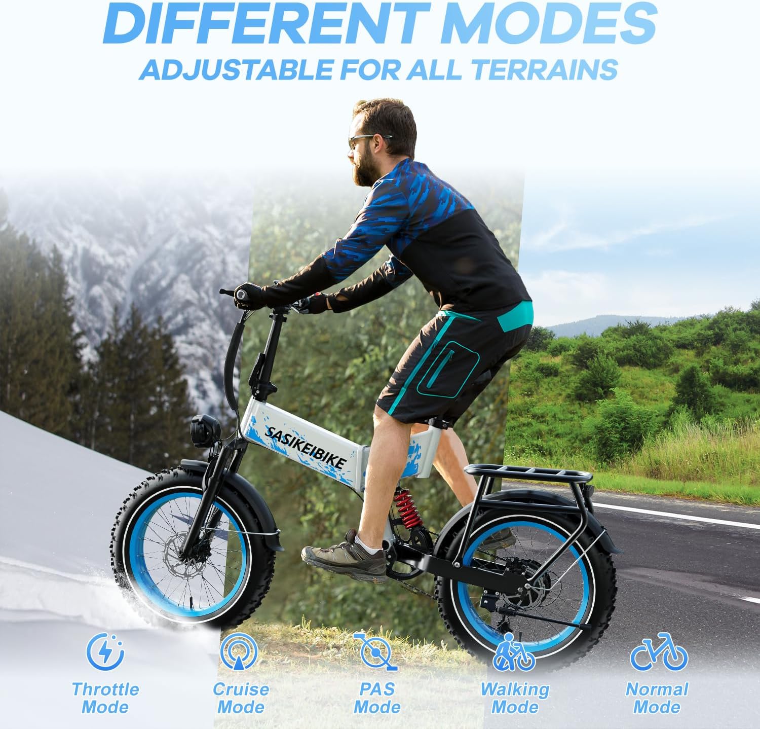 vefreedom 1500W Folding Electric Bike for Adults, 52V 20AH Large Removable Battery E Bike,70 Miles Max Range, 20' x4.0 Fat Tire Ebike, Dual Suspension Commute Electric Mountain Bicycle