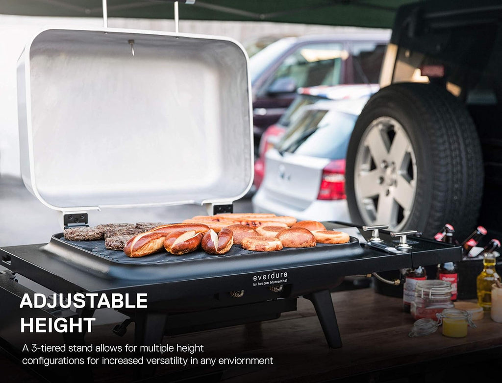 Everdure Furnace 3-Burner Gas Grill, Liquid Propane Portable BBQ Grill with Die-Cast Aluminum Body and Fast-Ignition Technology, 466 Square Inches of Grilling Surface, Adjustable Height, Matte Black