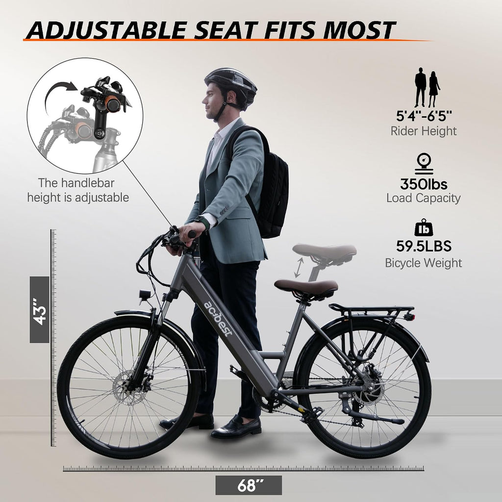 ACTBEST Core Electric Bike for Adults - 468Wh Removable Battery, 26 inch Step Thru Electric Bicycle, Peak 750W Brushless Motor Cityrun Ebike, with 7 Speed, Up to 50 Miles