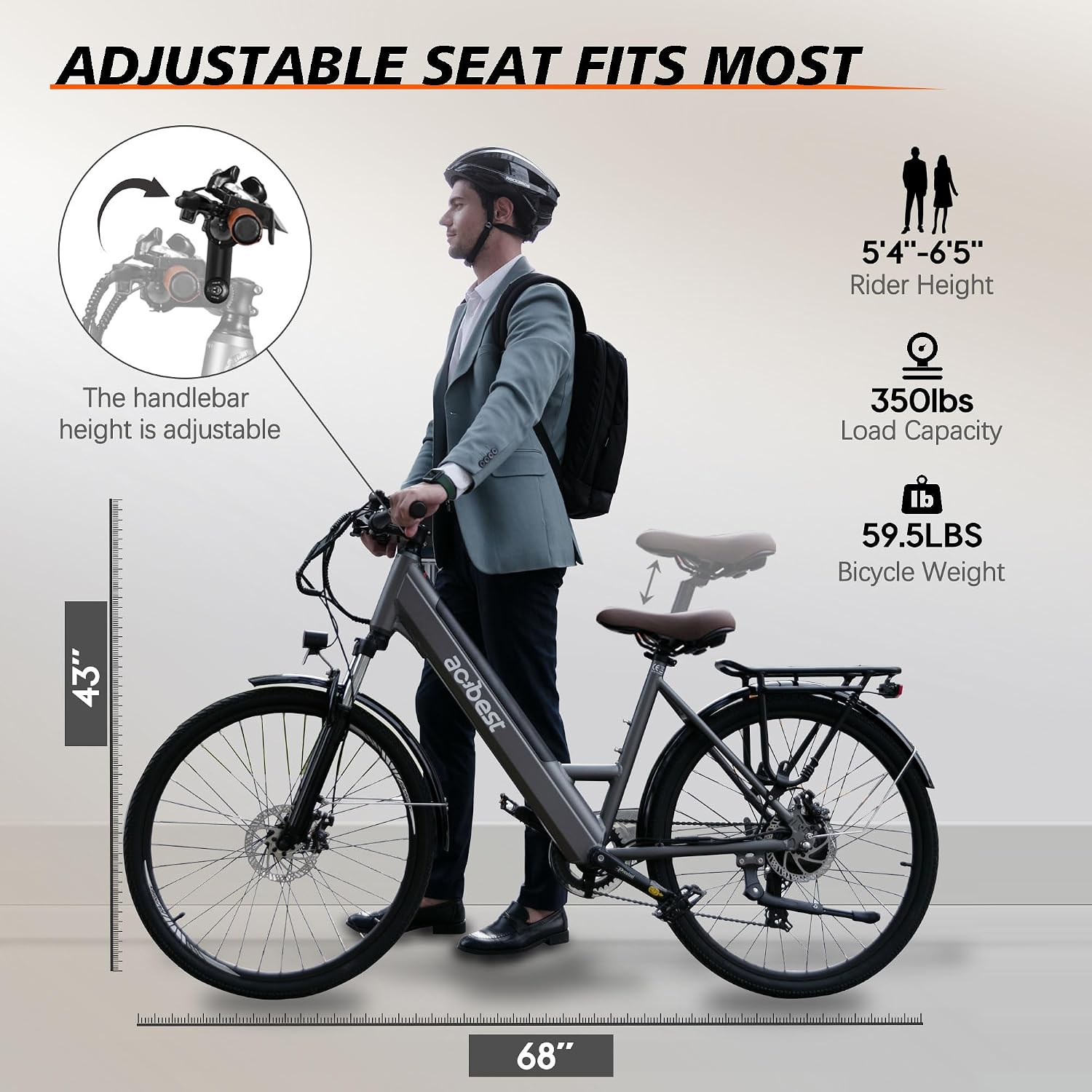 ACTBEST Core Electric Bike for Adults - 468Wh Removable Battery, 26 inch Step Thru Electric Bicycle, Peak 750W Brushless Motor Cityrun Ebike, with 7 Speed, Up to 50 Miles