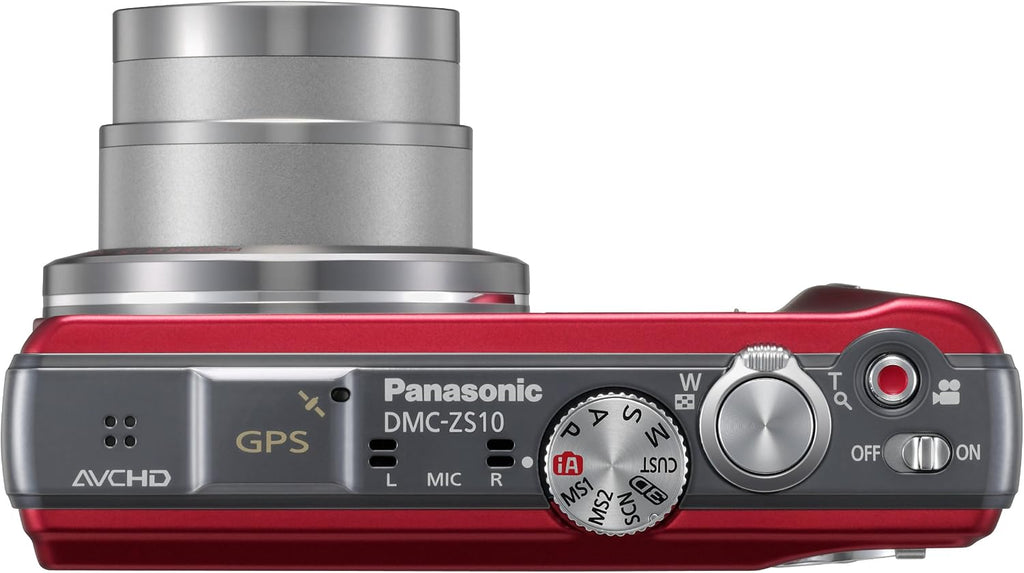 Panasonic Lumix DMC-ZS10 14.1 MP Digital Camera with 16x Wide Angle Optical Image Stabilized Zoom and Built-In GPS Function (Red)