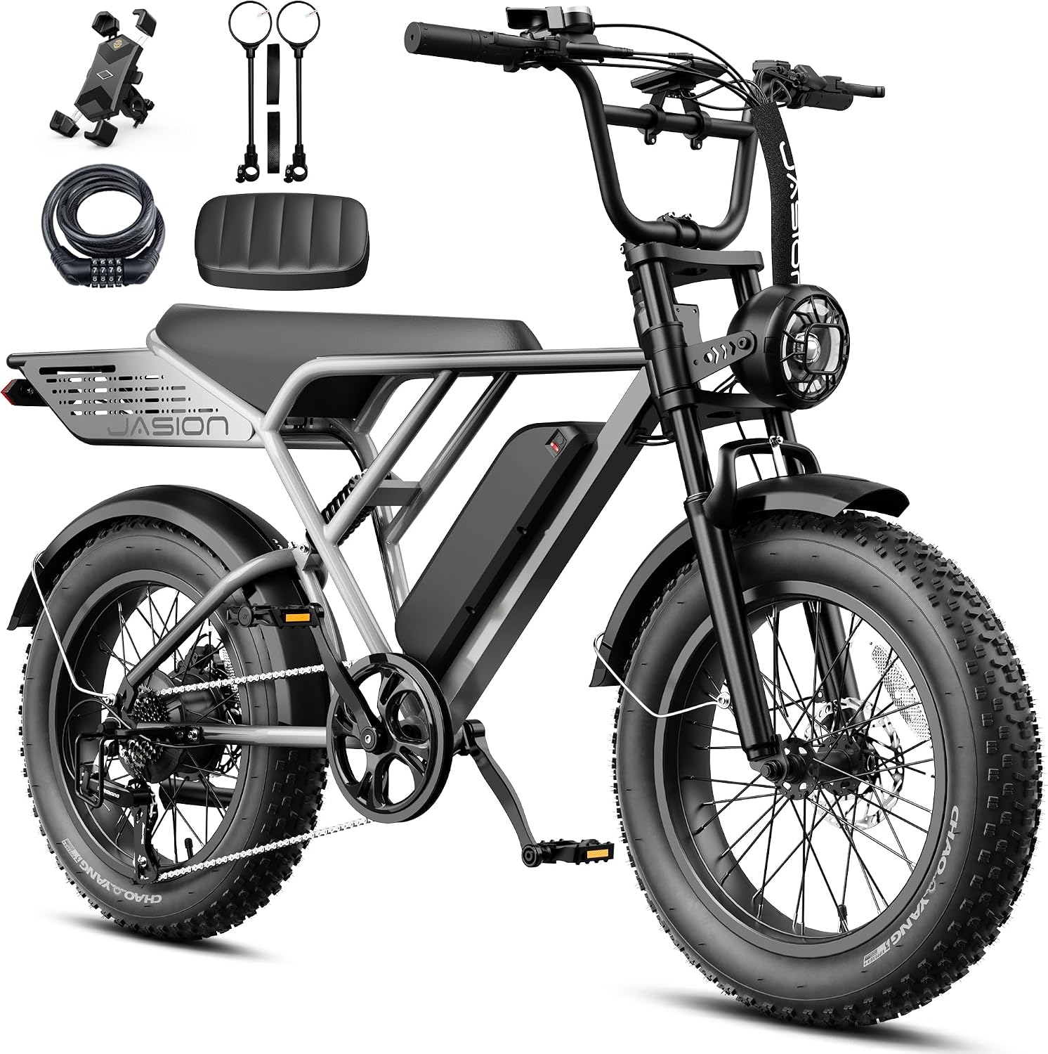 Jasion RetroVolt Pro Electric Bike for Adults, [3000W Peak Motor & 38 MPH & 90-Miles], 52V 20AH Removable Battery, Hydraulic Brakes EBike, 20'' X 4'' Fat Tire Electric Dirt Bike