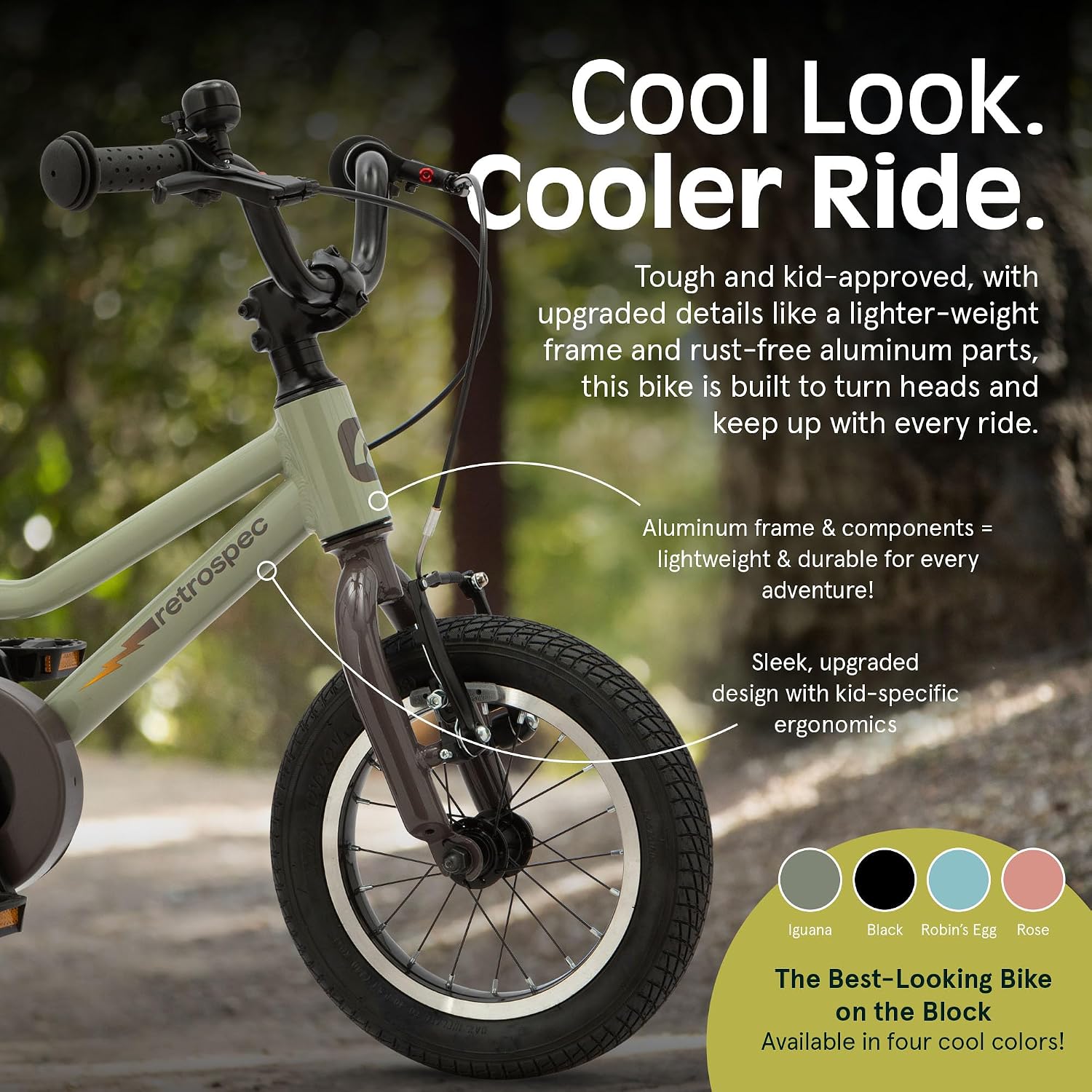 Retrospec Koda Plus Kids Bike for Boys & Girls Ages 2-3 Years - Children's Bicycle, Adjustable Seat & Handlebars, Removable Training Wheels, Front Hand Brakes, Rear Coaster Brake & Safety Bell