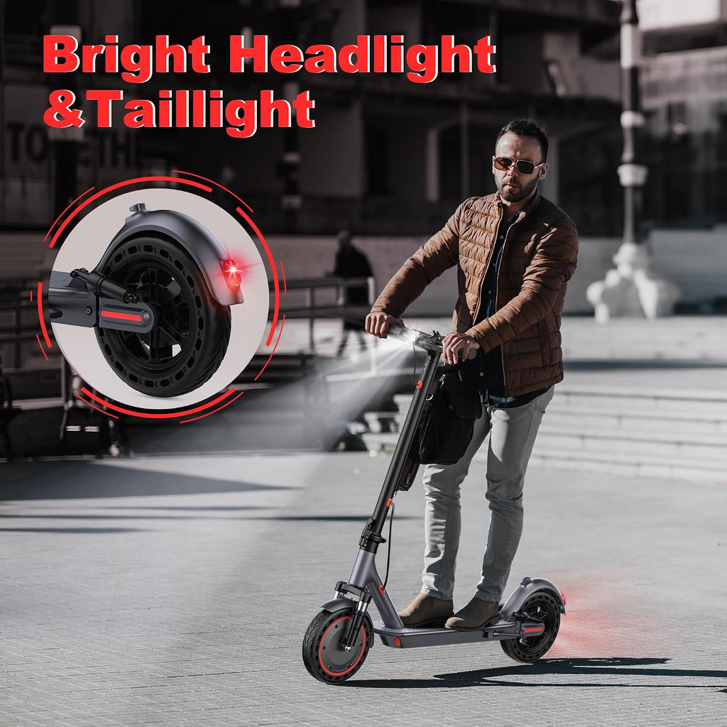 Maxshot Electric Scooter, 8.5' /10' /14' Tire, 16/19/22 Mph Top Speed, 12/16/21/27/28/49/50 Miles Long Range, Folding Escooter for Adults and Kids with Seat Bag, Dual Braking, Dual Suspension, App