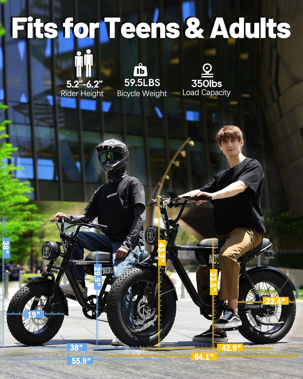ACTBEST 16'/20'/26' Fat Tire Electric Bike for Adults/Teens, 1200W/1500W Peak Motor, 25MPH/28MPH & 55-75 Miles Long Range, Full Suspension All-Terrain eBike for Mountain,Snow,Sand