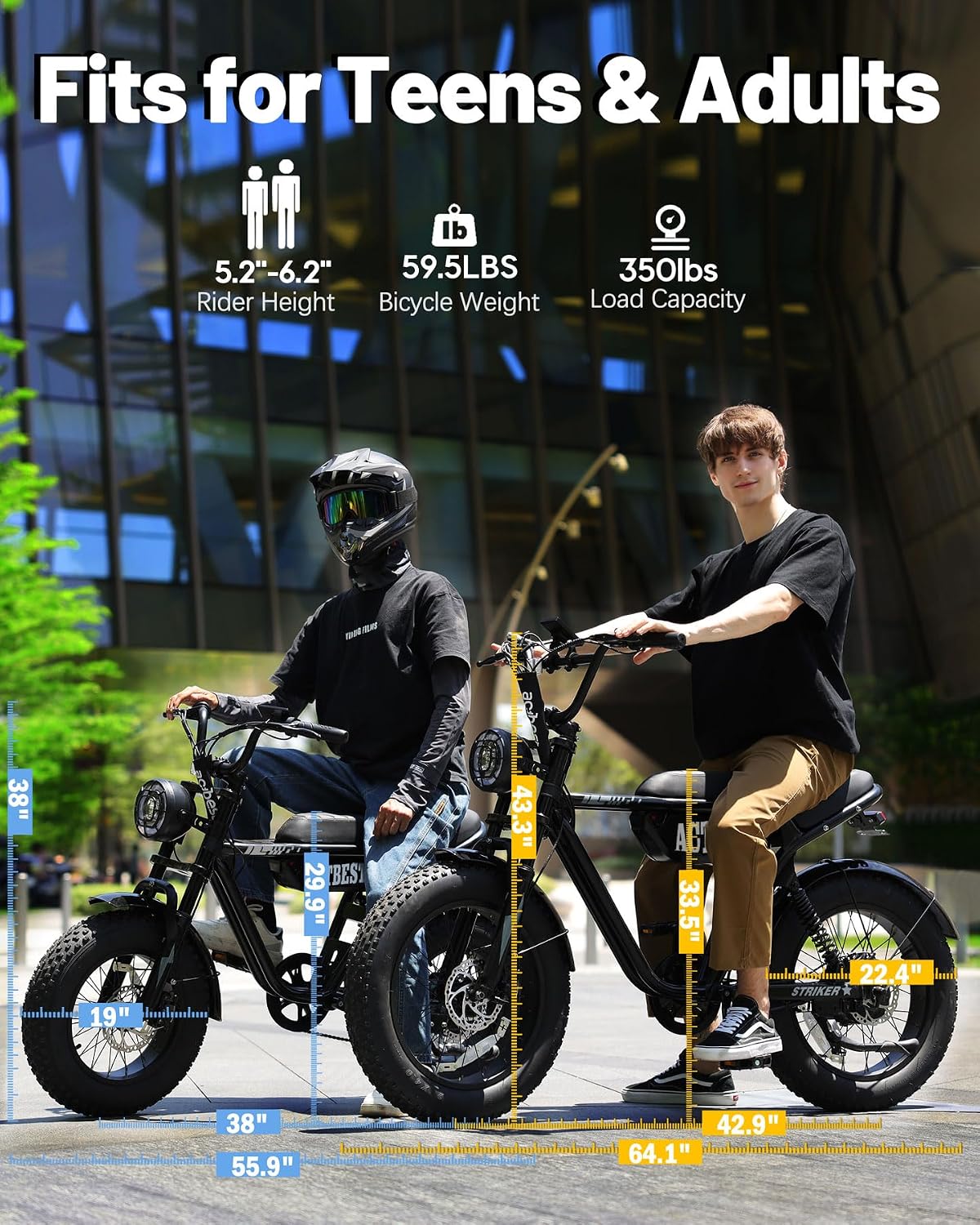 ACTBEST 16'/20'/26' Fat Tire Electric Bike for Adults/Teens, 1200W/1500W Peak Motor, 25MPH/28MPH & 55-75 Miles Long Range, Full Suspension All-Terrain eBike for Mountain,Snow,Sand