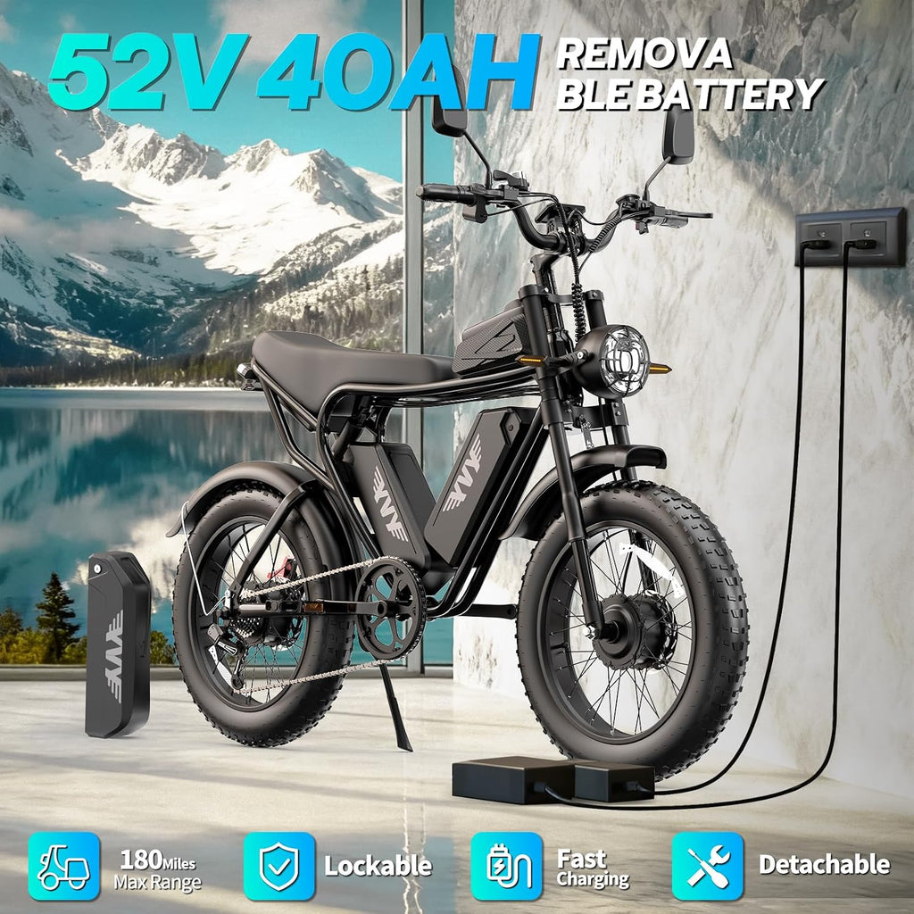 YVY 1500W Peak Electric Bike for Adults, 35MPH Top Speed 48V 20Ah Battery eBike, UL2849 Certified Mountain e-Bike for Hill Climbing, 20' Fat Tire All-Terrain, Full Suspension